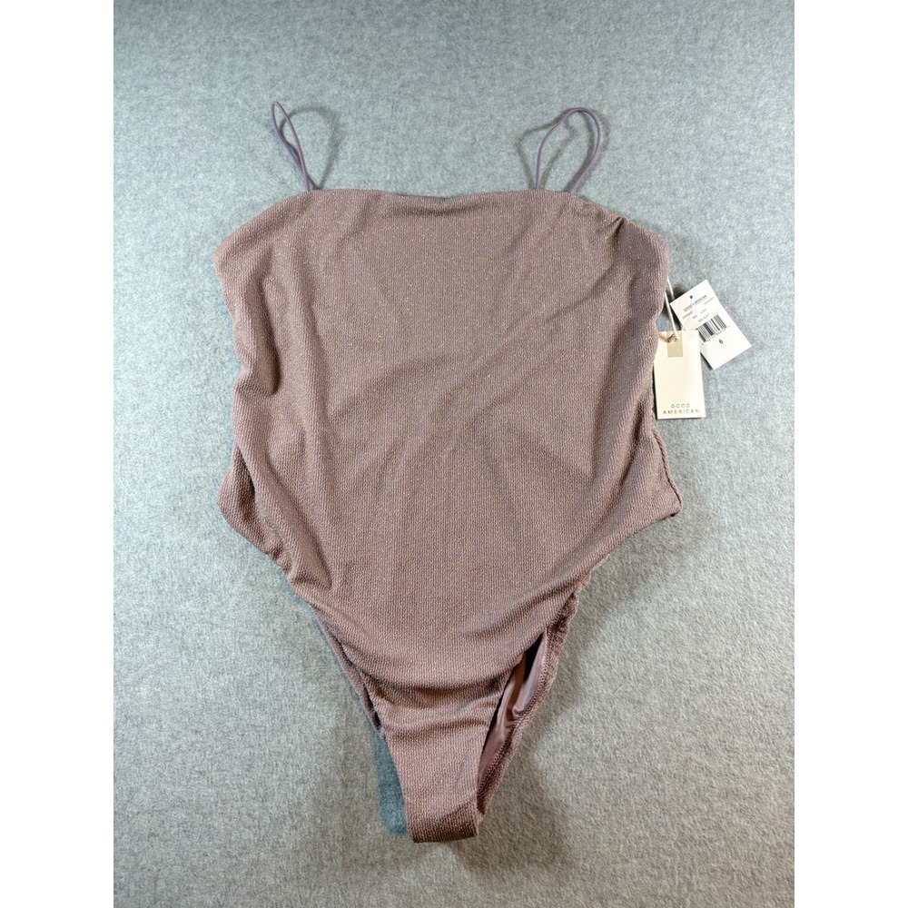 Good American | Lilac Metallic 90s Suit One Piece Swimsuit | Sparkly Glitter| 6